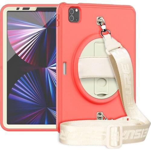 Tablet Case For iPad pro 11 2021 / iPad Air 4 10.9 360 Rotatable Kickstand with Hand&Neck Strap Drop protection Caver+Film+Pen