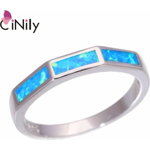 CiNily Created Blue Fire Opal Silver Plated Wholesale HOT Sell Jewelry for Women Wedding Christmas Ring Size 6-8 OJ9278