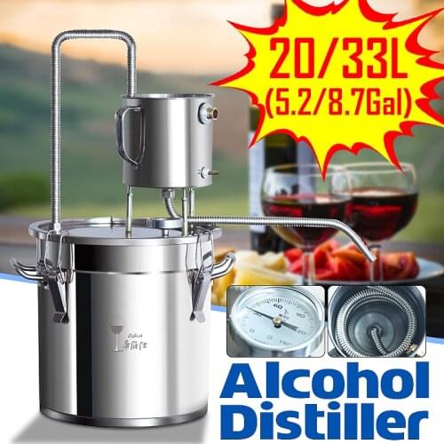 12/20/33/50L Distiller Alambic Moonshine Alcohol Still Stainless Copper DIY Home Brew Water Wine Essential Oil Brewing Kit