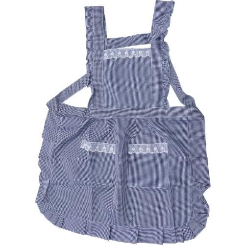 Double Lace Princess Kitchen Apron Practical Kitchen Waterproof And Oil-proof Apron(Dark Blue)