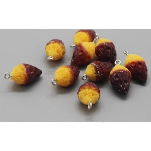 10pcs Kawaii Mini Sweet Potato Earring Resin Charms Cute Foods Keychains Necklace Bracelet Pendants Accessory Diy Jewelry Make