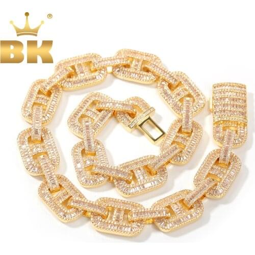 The BLING KING 15MM Miami Cuban Necklaces for Men HipHop CZ Baguette Setting Iced Out Zircon Pave Luxury Fashion Hiphop Jewelry