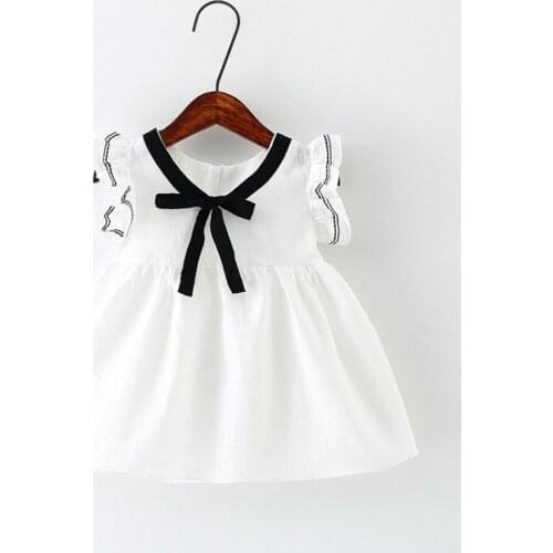 Summer Baby Girl Dress Sleeveless Ribbon Bow College Wind Princess Dress Cotton Dress Child Dress Baby Birthday Clothes