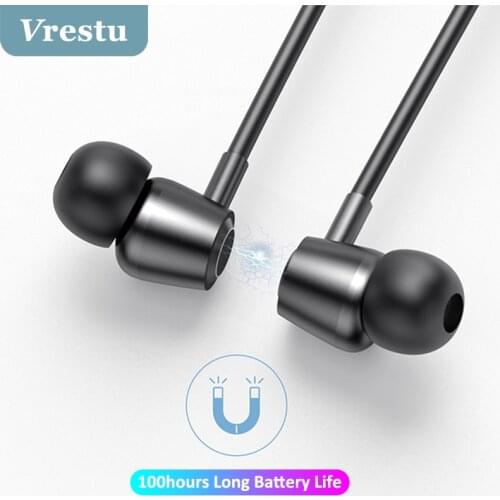 Magnetic Suction Neckband Wireless Headphone Stereo Super Bass Noise Reduction with Mic 100hour 1000mAh Earbuds Capacity Fone De