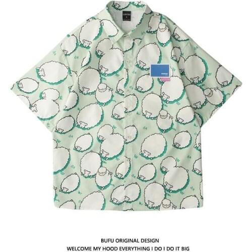 Men Women shirt short Tops Kawaii Tshirt Lamb Printing shirt short sleeve Fitted Anime Manga Shirt Clothes