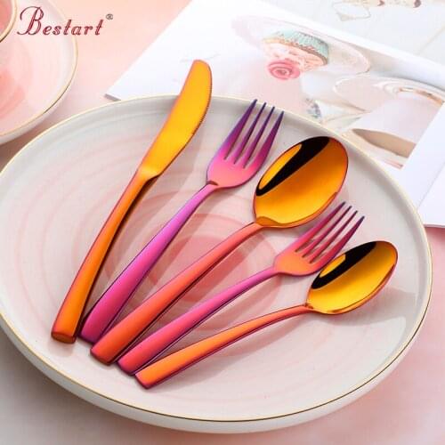 5 Pcs/Set Stainless Steel Cutlery Set Dinnerware Knife Spoon Fork Gold Dinner Service Scoops Knife Fork Kitchen Accessories