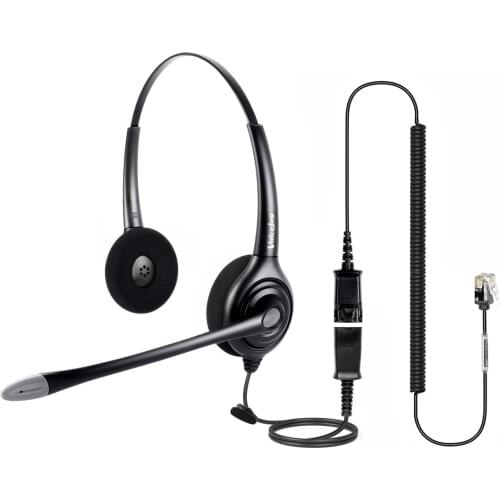 Anti-Noise Telephone headset call center headphones +QD cord RJ9 plug for AVAYA 1608 1616 9611 9620, Yealink, Grandstream phones