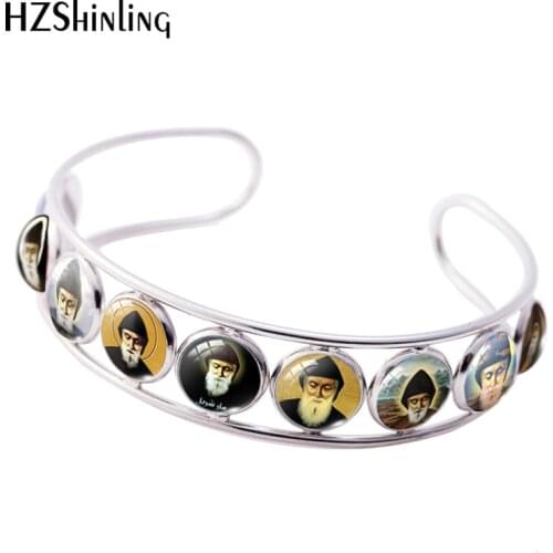 2021 New San Charbel Cuff Bracelet Glass Dome Jewelry Handmade Bracelets Bangle