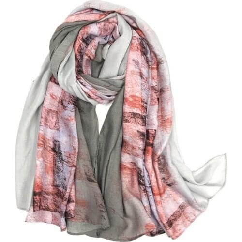 2021 Fashion Newest Ombre Pattern Cotton Viscose Printed Scarf Shawls Wraps Hijabs 6Colors 10pcs/lot