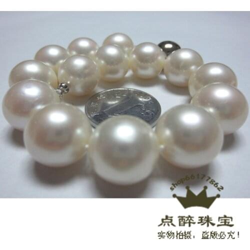 Drunk 12-13MM freshwater pearl bracelet round very light genuine AAAB send gift package