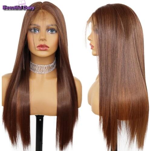 Beautiful Diary Silky Straight Gluesless Wigs Futura Hair 13x4inch Heat Resistant Synthetic Lace Front Wig For Black Women