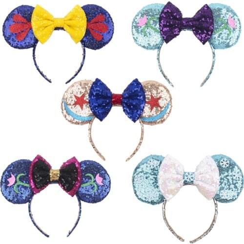 DIsney Big Mouse Ears Sequins Headband Children Girls Hair Accessories Hairs Bows Headwear Party Decoration Christmas Gifts