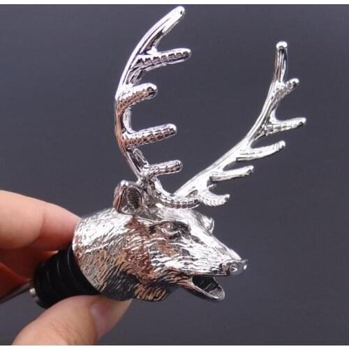 50pcs/lot Hot sale Deer Head Wine Bottle Cork Pourer Stopper Deer Stag Wine Pourer Aerator Wine Stopper Wine Server