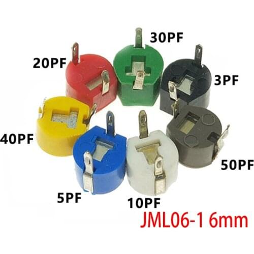 20pcs JML06-1 6mm 5PF 10PF 20PF 30PF 40PF 50PF 60PF 70PF 120PF trimmer Adjustable capacitor 5P 10P 20P 30P 40P 50P 60P 70P 120P