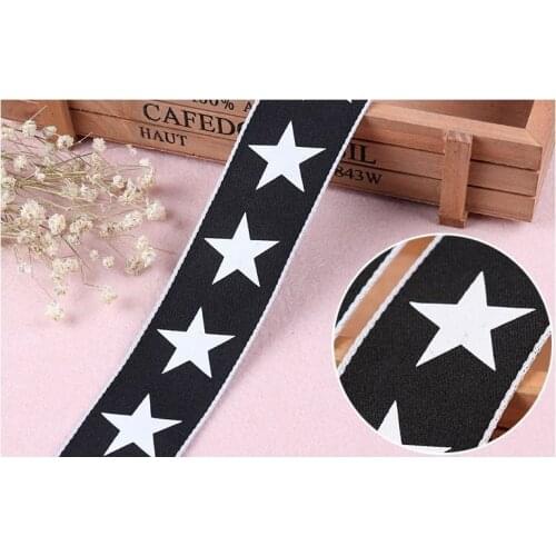 STAR Black White Ribbon Belt DIY Ruban Couture Craft Lint Handmade Sewing cloth Hat Cap Supplementary material grosgrain ribbon