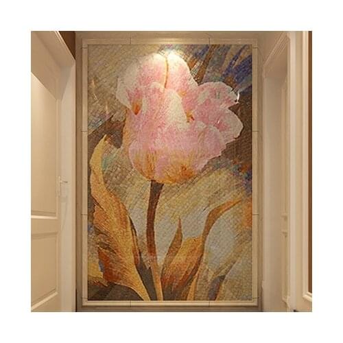 Custom Hand Cut Flower Glass Mosaic Murals