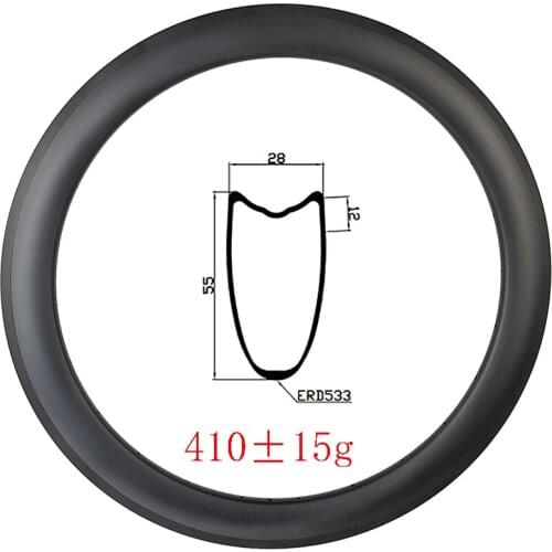 Light 410g 700c 55mmx28mm Tubular basalt brake carbon rims 28mm width UD 3K 12K matte glossy 18H 20H 24H 28H 32H Road bike wheel