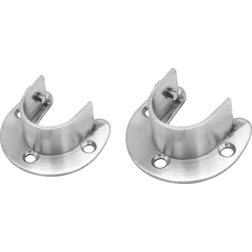 Stainless Steel U-Shaped Closet Rod End Support Wardrobe Clothes hanging Rail Pole Tube Bracket Holder Socket