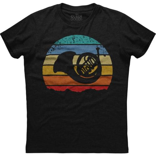 Vintage French Horn Printed T-Shirt. Summer Cotton O-Neck Short Sleeve Mens T Shirt New S-3XL