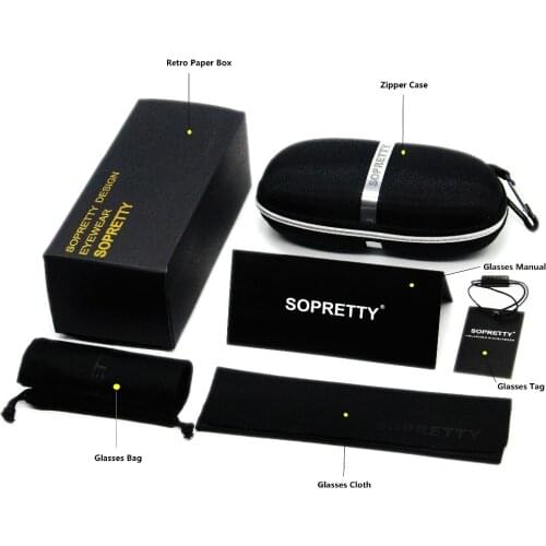 SOPRETTY High Quality Sunglass Packagings ( Sunglasses Case + Zipper Box+Fiber Bag + Cloth ....) A003