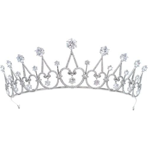 Classic Cubic Zirconia Wedding Bridal Princess Royal Tiara Crown Women Prom Hair Jewelry Accessories CH10295