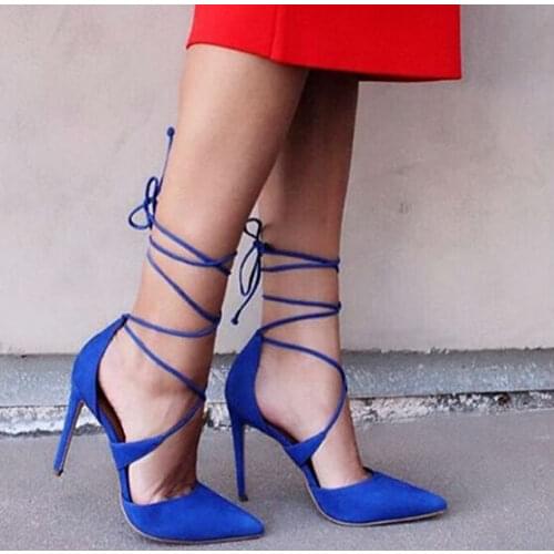 Top selling name ankle wrap stiletto heels women summer shoes woman pointed toe lace-up high heel sandals wedding party sh