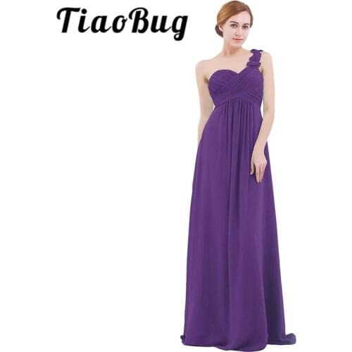 Women Adults Long Bridesmaid Dresses vestidos de fiesta One Shoulder Floor Length Chiffon Long Bridesmaid Gowns Beading Dresses