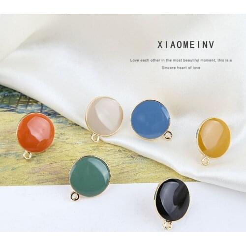 10pcs New Design Fashion Alloy Solid Color Round Earrings Geometric Stud Earrings For Women Vintage Diy Ear Jewelry Accessories