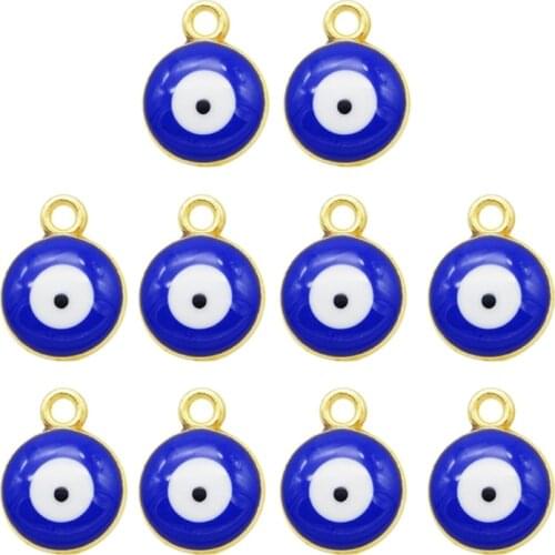 2021 New 10 PCs Blue Eyes Single Hanging Drip Pendant Evil Eye Charms Pendants Connectors Links Alloy Pendant Bracelet Pendant
