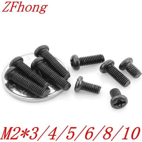 500pcs/lot wholesale M2*3/4/5/6/8/10/12 Steel with black Phillips pan round head machine screw Electronic screw