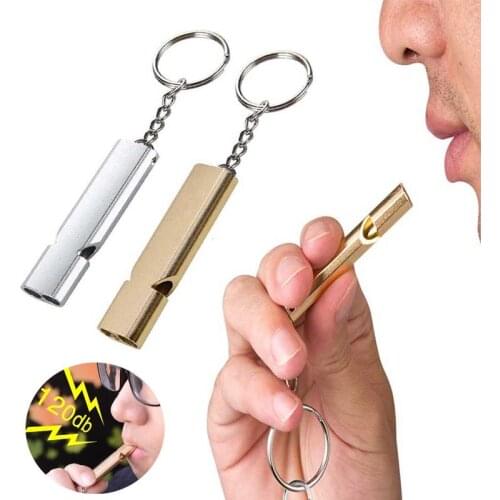 Emergency Alloy Whistles Double Tubes Survival Lifeguard Whistle with Lanyard Keychain EDC Tool For Outdoor Camping Hunting