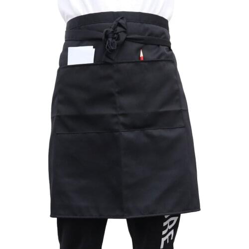 1pcs Black Waterproof Half Apron Catering Baking Bar Hotel Waiter Kitchen Home Apron Restaurant Ladies Mens Cotton Short Waist