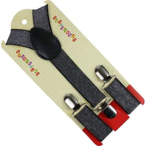 Fashion 2.5cm Wide Black White Solid Color Flicker Clip-on Braces Elastic Y-back Elastic Suspenders For Boys Girl Kids