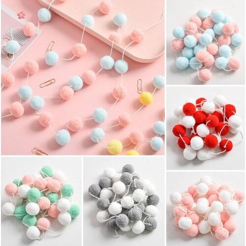 Felt Ball String Ornament 2.3M 30PCS Hair Balls String Hanging Pendant Kids Room Nursery Garland Birthday Party Decor
