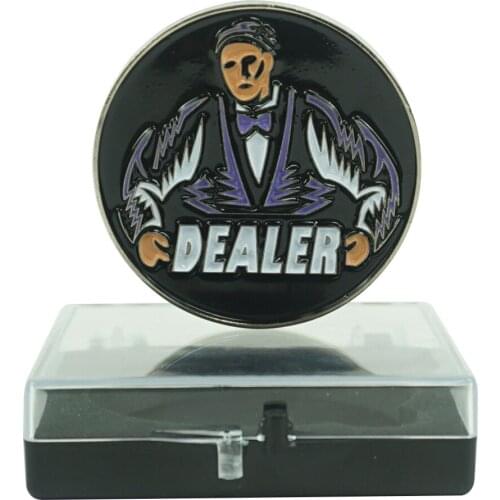 55mm Metal Dealer Button Chips Souvenir Coins Metal Poker Man Dealer Chips Pressure Card With Plastic Cover Wholesale