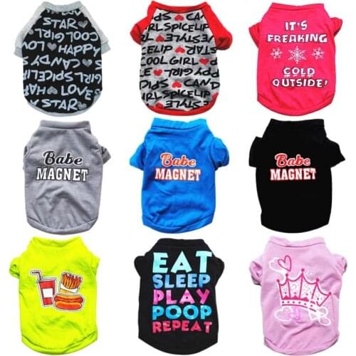 Dog Clothes Letter Printing Dog Shirt Summer Breathable Dog Vest Chihuahua French Bulldog Ropa Perro Small Dog Supplies XS-L