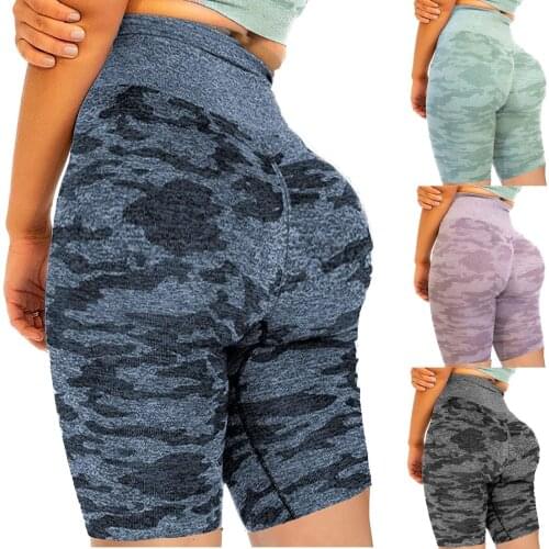 Camouflage Print Biker Sport Summer Athletic Scrunch Camo Yoga Short Womens Ruched Tights Sports Fitness Running Yoga Shorts
