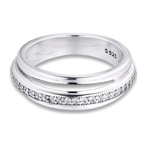 Triple Band Pave Ring Authentic 925 Sterling silver Jewelry Ring For Woman European Style Silver Rings For Jewelry Making