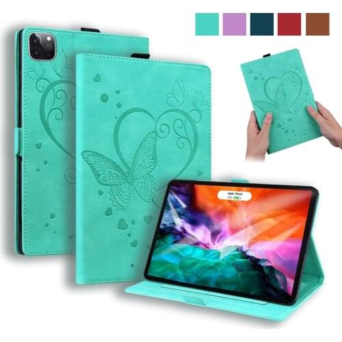 Emboss Butterfly Leather Flip Cover for Funda iPad Pro 12 9 Case 2021 2020 Wallet Tablet Coque for iPad Pro 12.9 2021 2020 Case