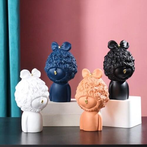 Creative Nordic Resin Cute Girls Art Sculpture Figurine Crafts Decoration For Home living room Craft