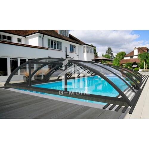 Swimming Pool Cover(10'x20', Aluminum Frame,PC Cover,Retractable,Swimming Pool Enclosure)