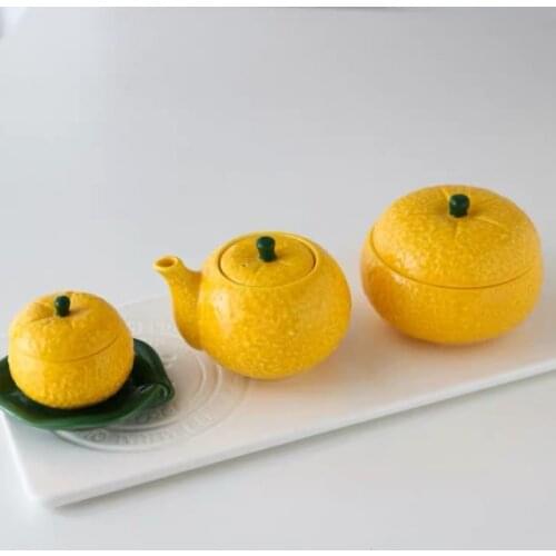 Small Sugar Bowl сахарница дерево Seasoning Sauce Pot Ceramic Storage Yellow Grapefruit Shape Bowls