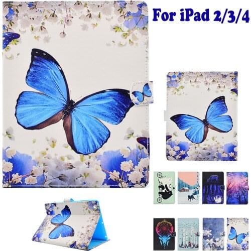 Fashion Pattern Tablet PC Case for Apple ipad 2/3/4 ipad4 Smart Case Cover Painted Stand Flip Shell coque para capa silicone