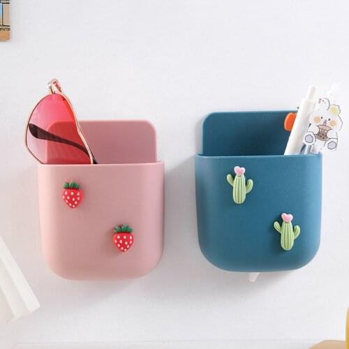 Cartoon Wall Mounted Storage Box Remote Control Storage Organizer Case For Air Conditioner TV Phone Plug Holder Stand Rack 2021
