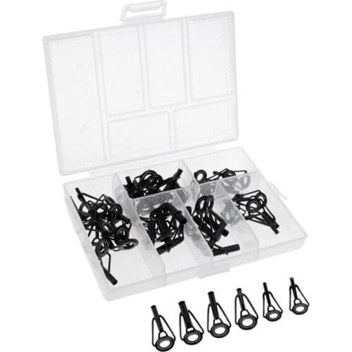 40Pcs/lot Fishing Rod Guides Set Tips Repair Kit DIY Rod Building Eye Rings Guias de pesca Rod canne a peche guides