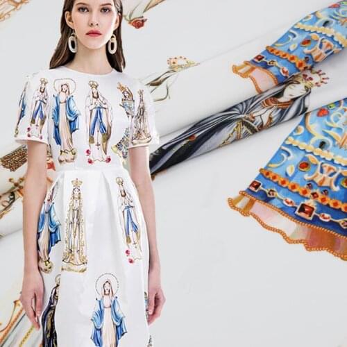 Pollock painted the virgin Mary digital painting stretch fabric for satin dress bazin riche getzner telas por metro tissus tela