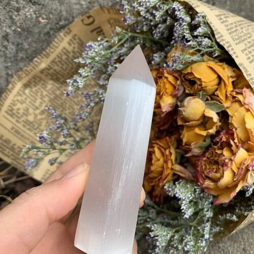 7-11CM Natural Selenite Stone Ornament Gypsum Crystal Point Healing Quartz Wand Plaster Stone Crafts Mineral for Home Decoration