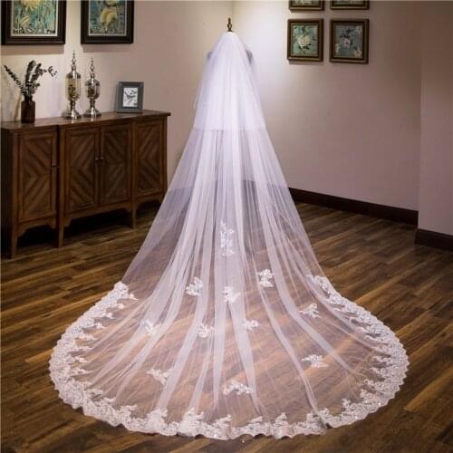 New Arrival Cathedral Wedding Veils Sequine Lace bruid Bridal veil wedding free shipping Welon slubny Sexy wedding accessories
