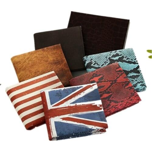 New Flag Wallet Snake Retro Creative Mens Short PU Leather Student Wallet Rice Flag Stars and Stripes Flag Purse