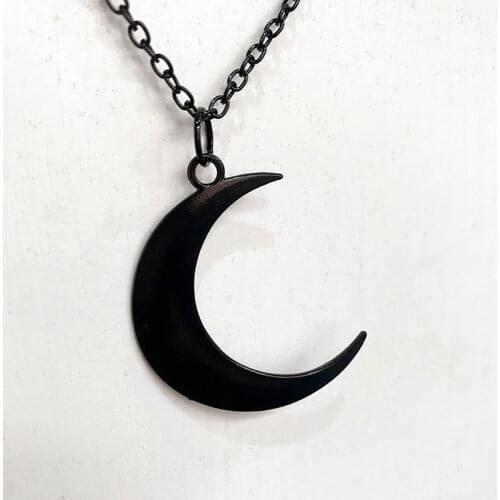 Large Crescent Moon Pendant Necklace Chain Vegan Lunar Witch Pagan Wicca Goth Gothic 90s Grunge New